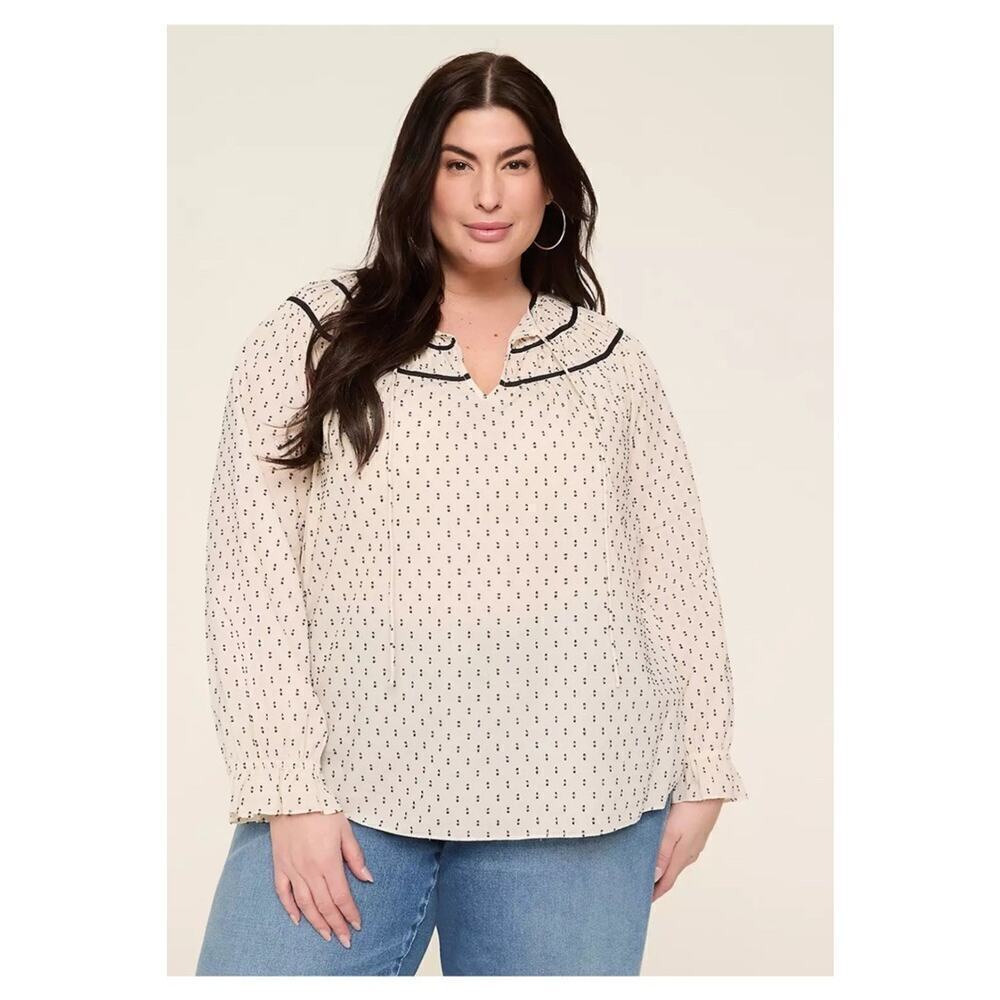 Lane Bryant Peasant Top Women's Size 24 Cream Popover Blouse NEW